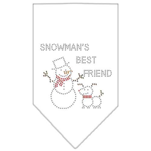 Snowman's Best Friend Rhinestone Bandana White Large